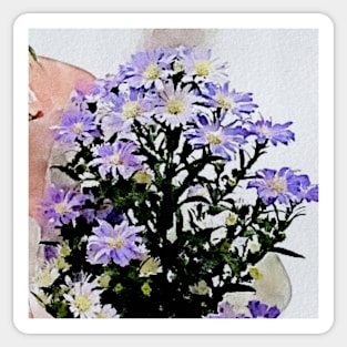 purple daisy flowers(watercolor painting) Sticker